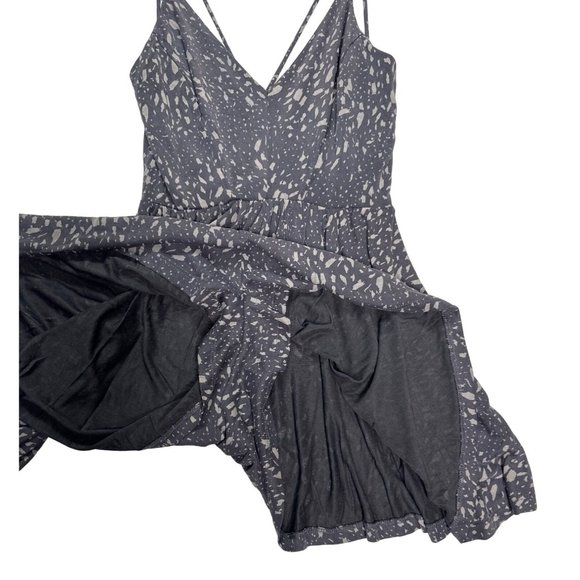 Silence + Noise Romper Short Womens Small Black Tan Abstract Plunge Neckline - Picture 6 of 11